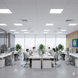 Led lights upgrade in a modern functional office UK